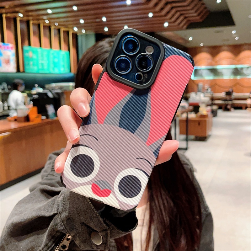 Casing Kulit Bunny Pink Untuk iPhone 14 Pro Max 13 Pro 12 11 Pro Max14 Plus 11Pro 78 Plus X Xs Max XR Soft Back Cover