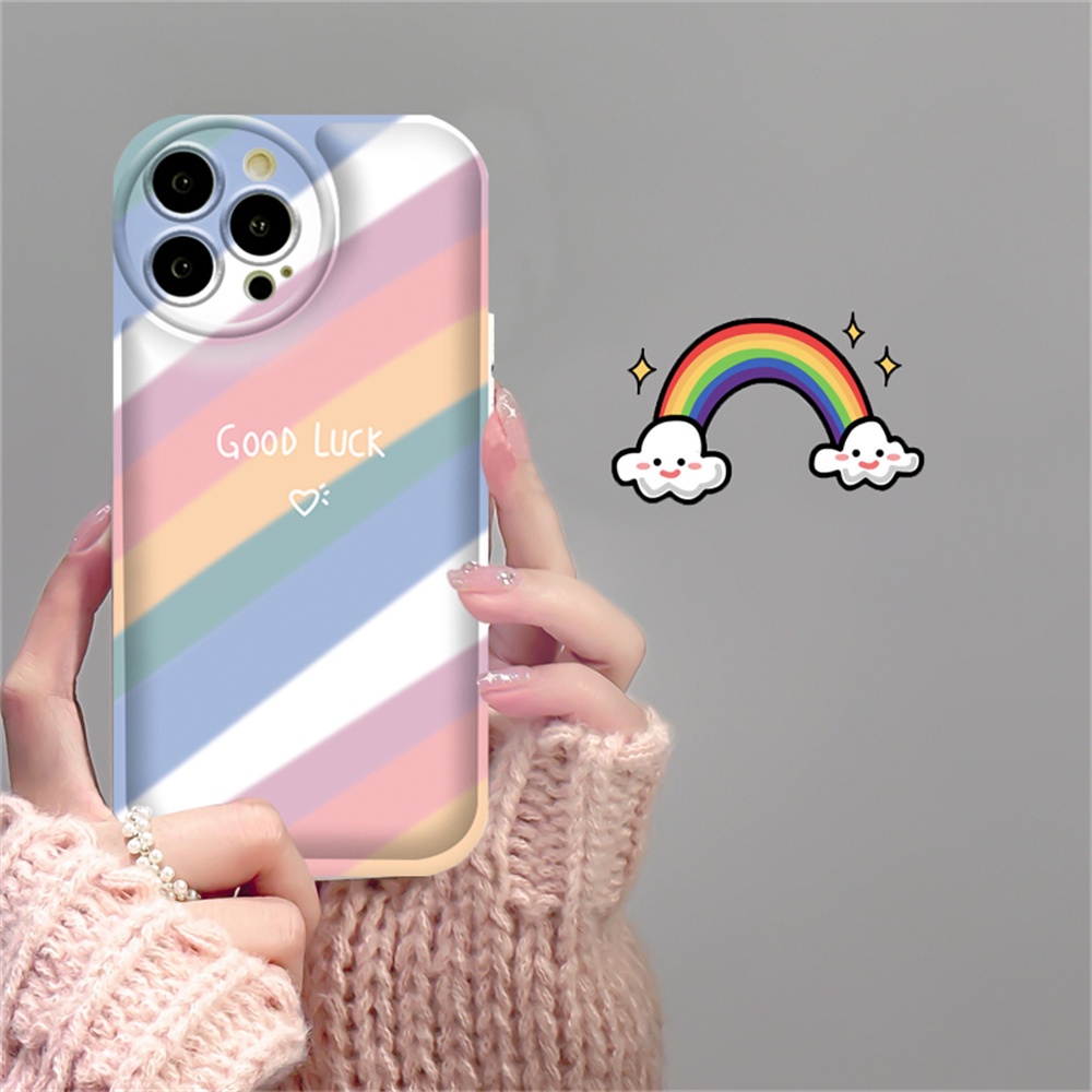 Oppo A57 A16 A16K A17 A5S A12 A3S A12E A92 A52 F1S A53 A33 A31 A9 A5 A15 A15S A54 F9 C1 Rainbows and Care bears Bantalan Udara TPU Phone Case Cover DGX