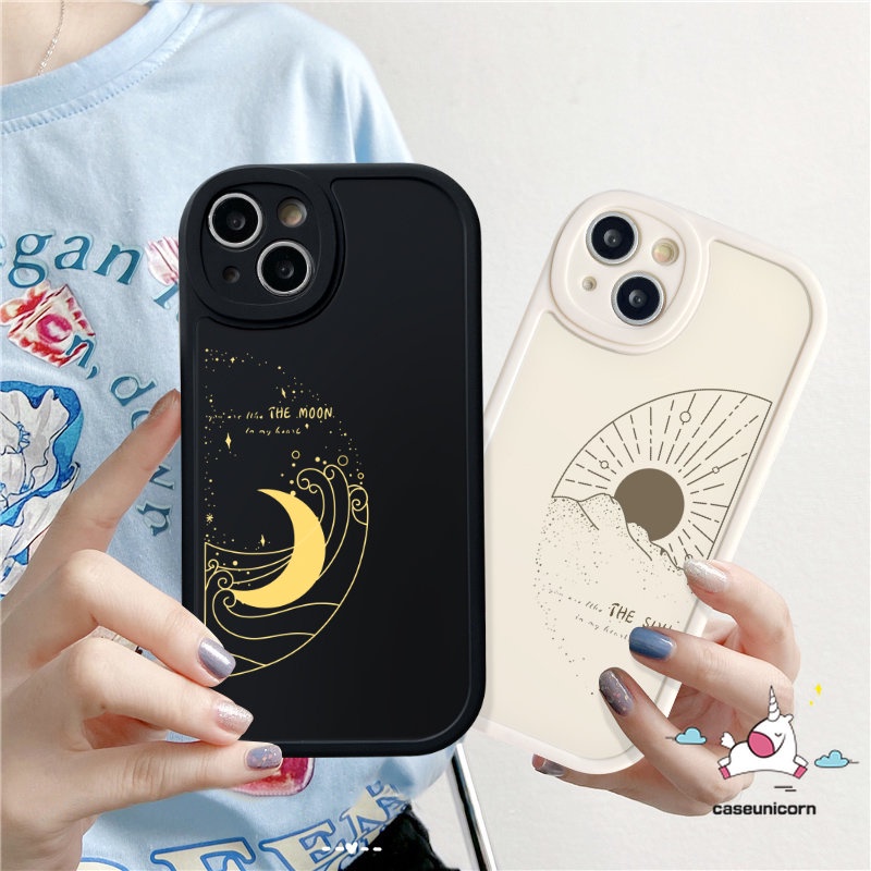 Casing Soft Couple Case Redmi 12C 10A 9 10 A1 9C 10C 9A 9T K40s POCO X3 NFC Pro M3 F4 Redmi Note11 10s 11s 10 Pro 8 9 Pro 9s 11Pro+Mi 12 11 Lite 11T Simple The Sarung Matahari Bulan