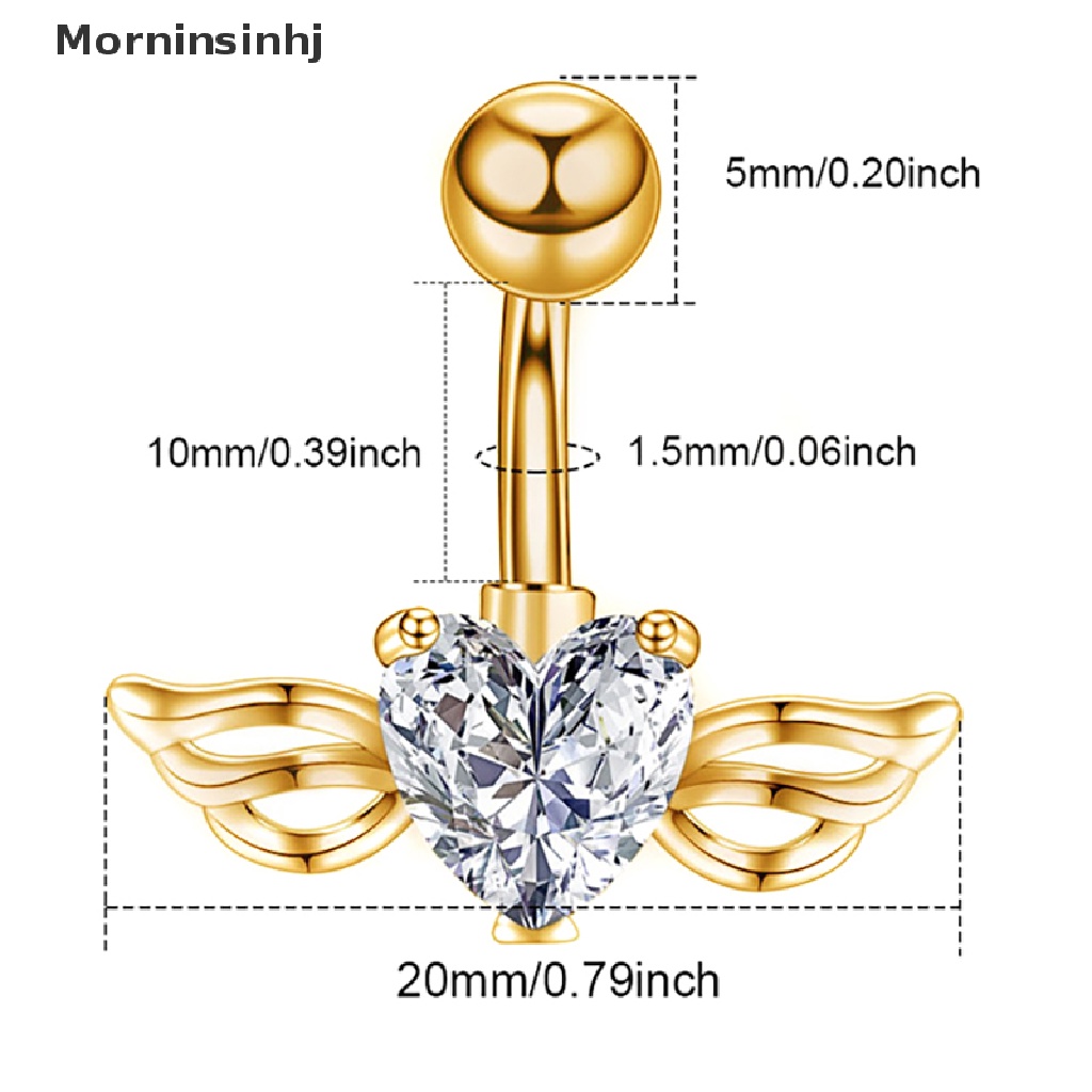 Mornin Heart Belly Button Ring Navel Surgical Steel Cincin Pusar Perhiasan Tubuh id