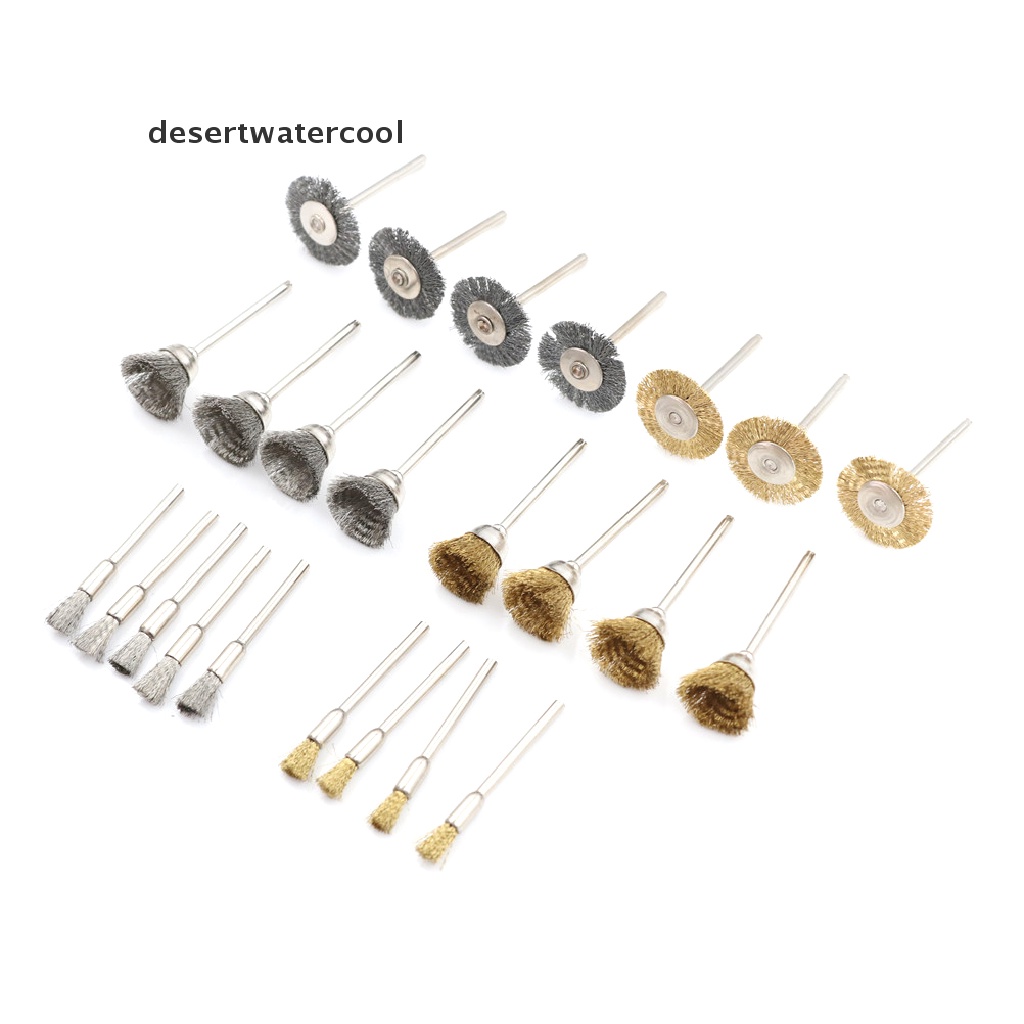 Deid 24pcs Sikat Kuningan Kawat Roda Brushes Die Grinder Rotary Alat Poles Listrik Martijn