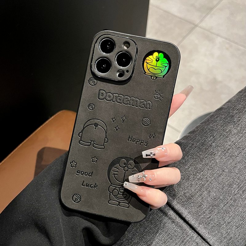 Happy Shine Laser Doraemon Hard Case HP iP iPhone 14 + Plus 11 12 13 Pro Max X XR XS Max FTD Casing Apple