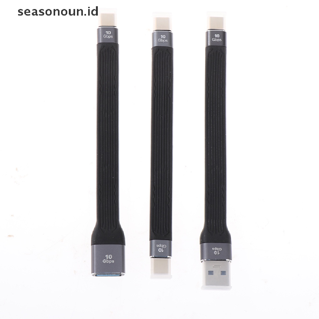 Seasonoun Ultra Short USB To Type C Cable USB 3.1 Gen 2usb C Quick Charge FPC Kabel Kawat 4K 10Gbps Sync Kabel Data Kabel Jalur Pengisian.