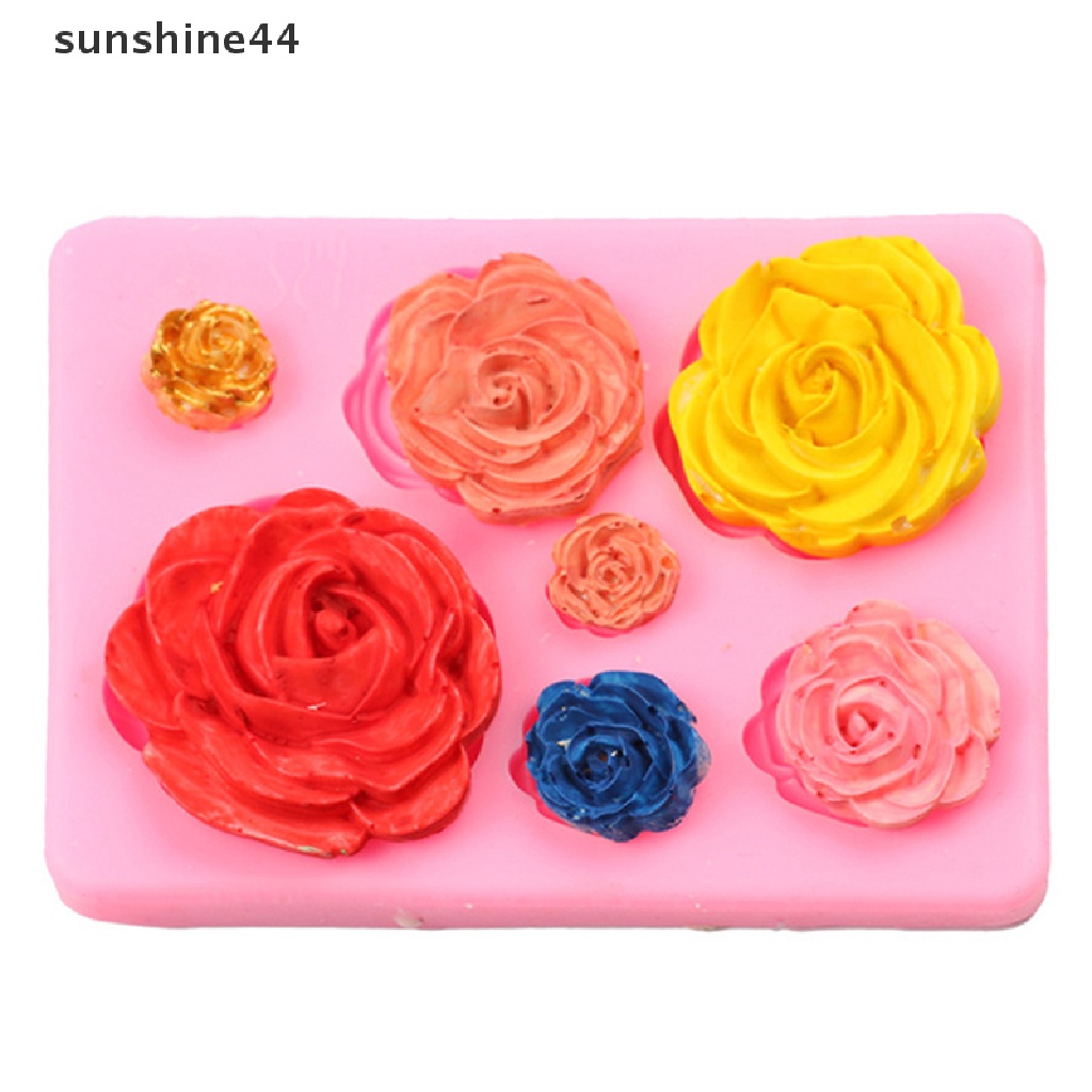 Sunshine Portable Kitchen Rose Flowers Mold Cetakan Silikon Kue Cetakan Coklat ID