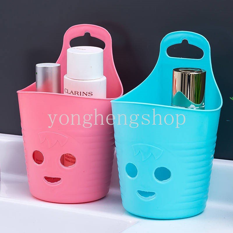 Kreatif Wajah Tersenyum Gantung Keranjang Penyimpanan Meja Kotak Serba Serbi Dapur Ladle Spons Rak Kamar Mandi Tempat Sikat Gigi Rumah Organizer
