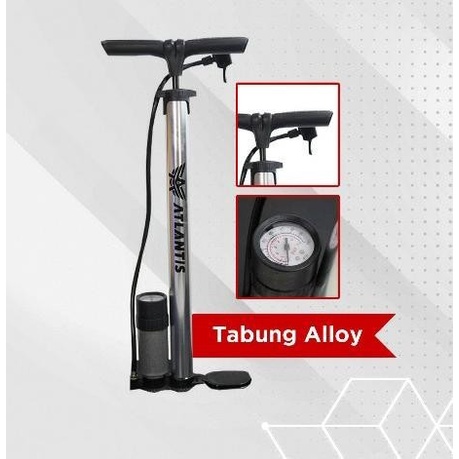 Pompa Angin Meter Aluminium Alloy Atlantis Manual Sepeda Motor