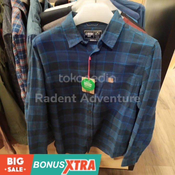 Kemeja EIGER1989 GERMANDER SHIRT 91000 6479 Blue Biru ORIGINAL Cowok AWET KEREN KECE