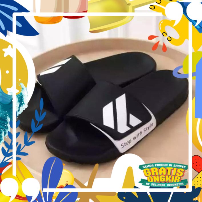 SANDAL SLIDE PRIA KITOO/ merah putih biru polos