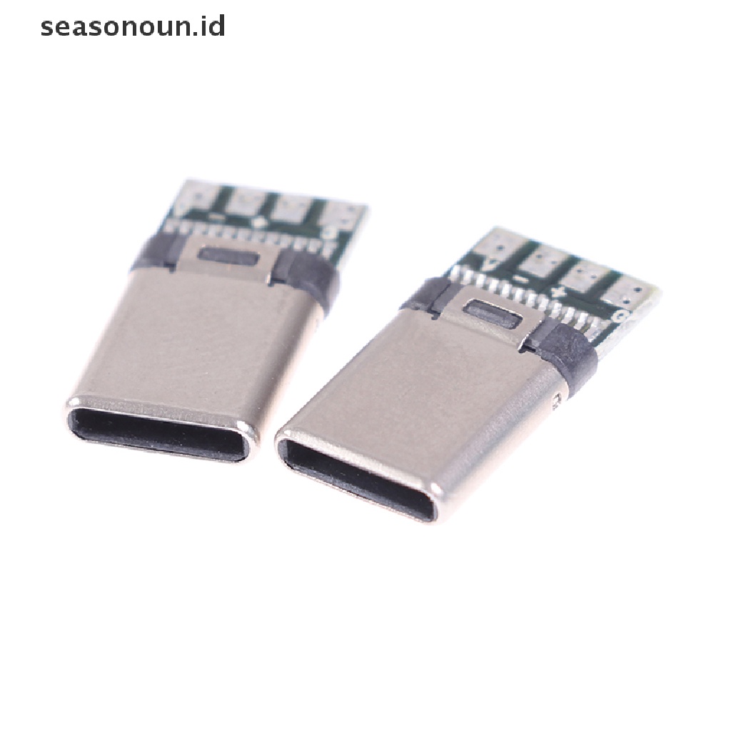 Seasonoun5 /10Pcs USB 3.1 Type C Male DIY Solder Kabel Plug Konektor Soket Papan PC.