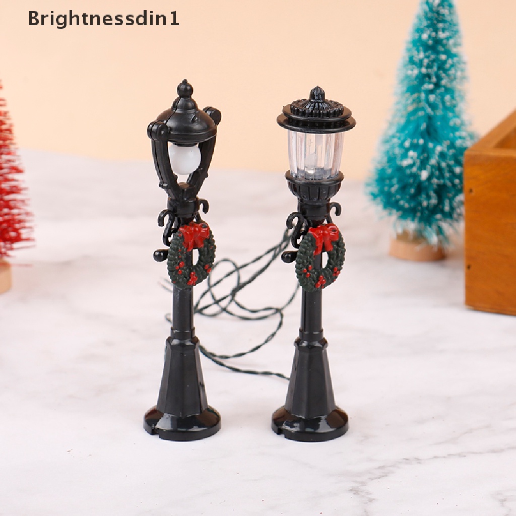 [Brightnessdin1] Baru1per12rumah Boneka Miniatur Natal Lampu Jalan Model Cahaya Dekorasi Aksesoris Butik