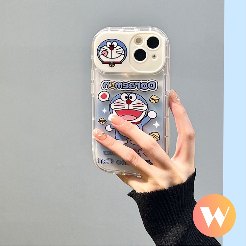 Kartun Kucing Lucu Doraemon Soft Case Kompatibel Untuk IPhone 7Plus 11 12 14 13 Pro Max XR 8 7 Plus X XS Max SE 2020 Flip Make Up Cermin Belakang Full Cover