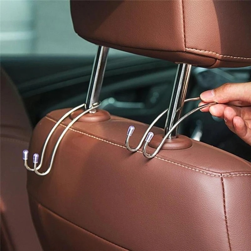 [Grosir] Universal Car Vehicle Back Seat Holder Organizer Untuk Handbag Baju Jas Belanjaan Hook Otomotif Interior Organizers Car Seat Headrest Storage Double Hooks