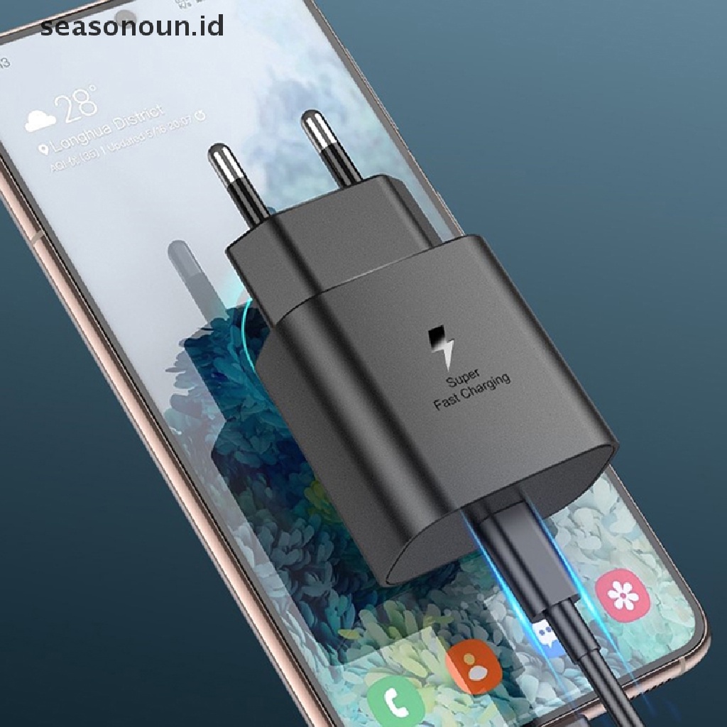 Seasonoun Universal PD Charger Adapter EU Plug Untuk Samsung Note10 S20 Charger Super Cepat.