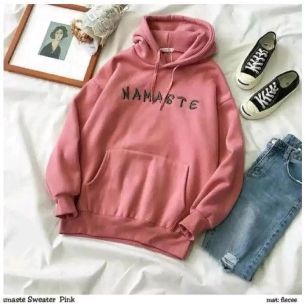 BEFAST - ZEC OOTD WANITA SWEATER KANZA / Sweater Nameste Oversize Hoodie / Atasan Wanita Lengan Panjang / Pakaian Casual Remaja Wanita / OOTD Wanita Ala Style Korean / Sweater Bahan Tebal / Fashion Kekinian Wanita