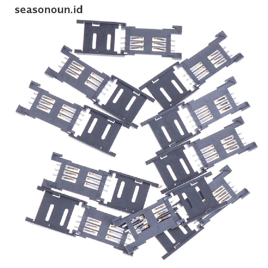 Seasonoun 10PCS Holder SIM Card Soket Kartu 6PIN Konektor Slot SIM Card Untuk Telepon.