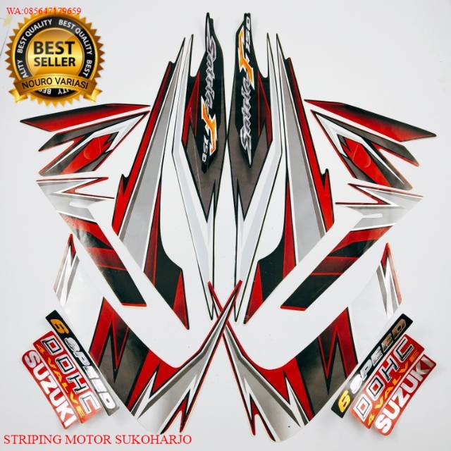 (ORI) striping suzuki satria fu f 150 2009 barong hitam merah list body motor standar KUALITAS ORIGI
