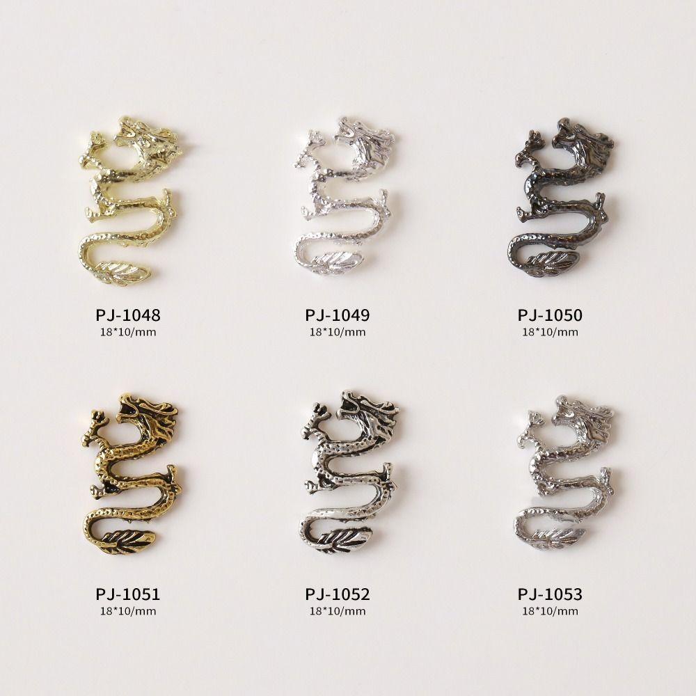 Mxbeauty Alloy Naga Dekorasi Kreatif DIY Retro Perak Emas Nail Art 3D Logam Kuku Ornamen
