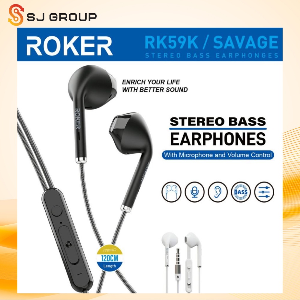 ROKER Savage Headset With Mic Mobile Earphone Stereo RK59K