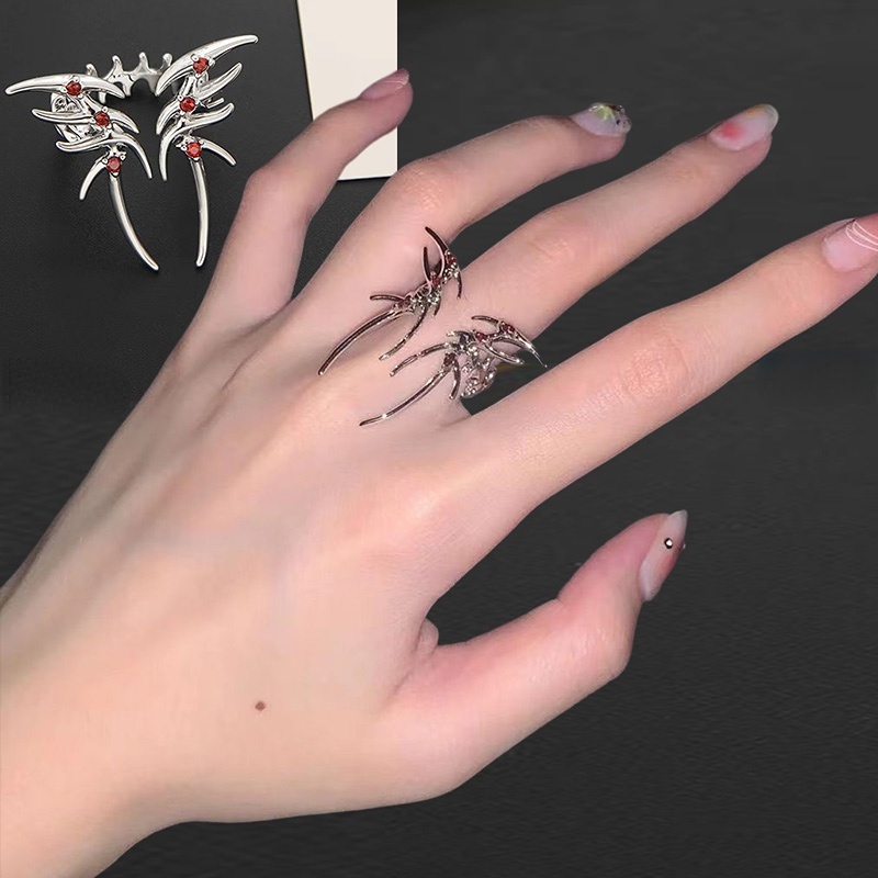 Vintage Blood Butterfly Ring/Cincin Wanita Sederhana Zirkon Pembukaan Adjustable Perhiasan Pesta