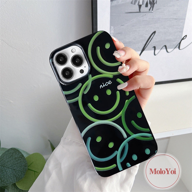 IPHONE Casing Ponsel Kompatibel Untuk Iphone14 13 11 12 Pro Max7 8 Plus XR 7plus X XS Max SE 2020 Imut Love Hati Kartun Pink Cherry Smiley Shockproof Glossy Halus Keren Hitam Soft Cover