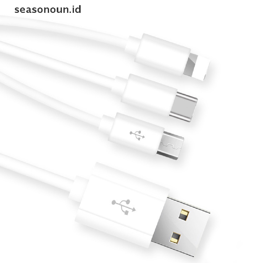 Seasonoun Kabel Cas 3in1 Multi USB Phone Charger Cable Lead Untuk iPhone Android.