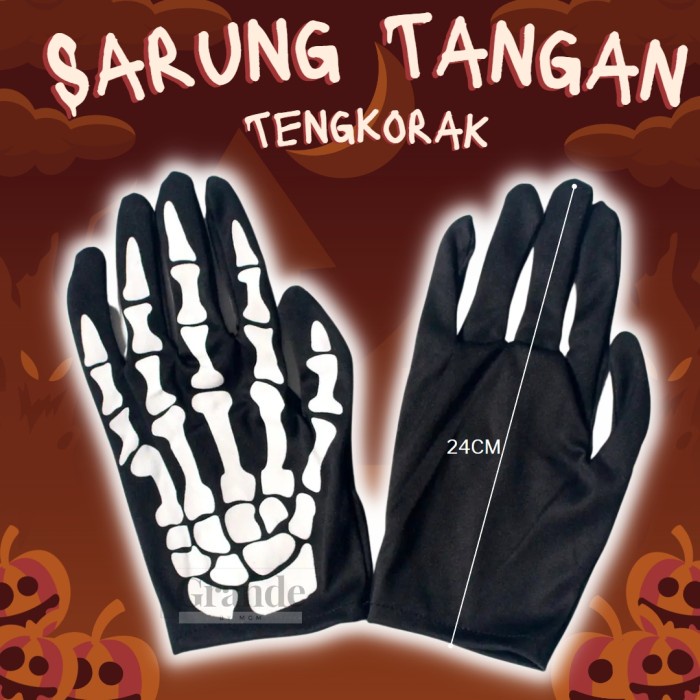 unisex sarung tangan tengkorak hitam SEPASANG halloween costum