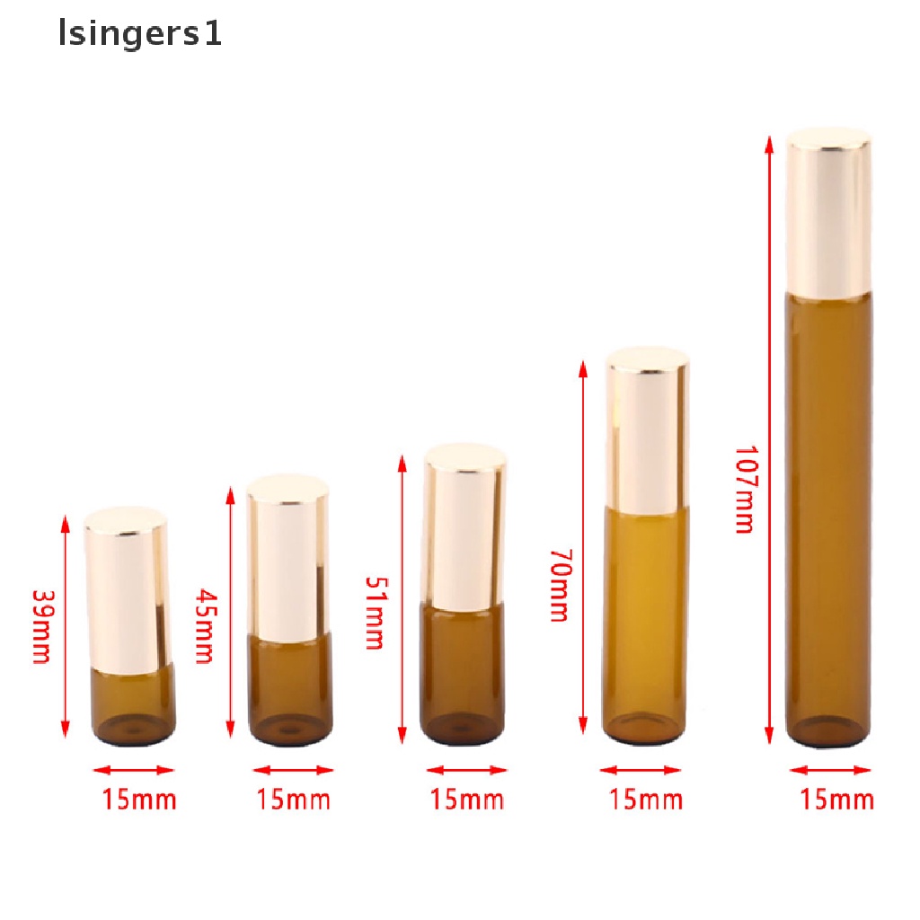 [lsingers1] 1pcs/pack 1ml 2ml 3ml 5ml 10ml Kaca Amber Roll On Roller Vial Botol Coklat Botol Uji Sampel Dengan Butik Bola Logam