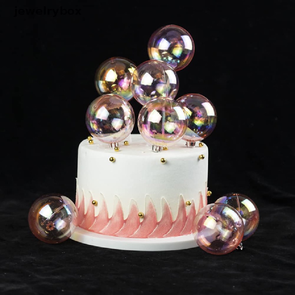 [jewelrybox] 4pcs Bola Bening Warna-Warni Hiasan Kue Bola Cupcake Cake Insert Topper Butik