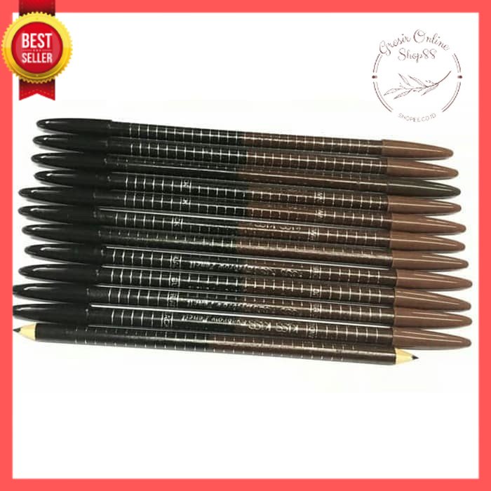 GOS -D413- Pensil Alis 2in1 - 2 in 1 Eyebrow Beauty Brown Black - Pensil Alis