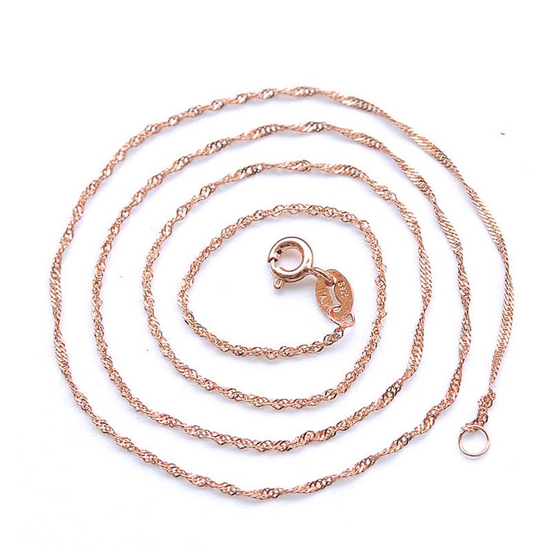 Goldkingdom Aksesoris Perhiasan Fashion Ready Stock Bronze Silver plated Rose Gold Rantai Gelombang Air Kalung Lapis Perak Produsen Kalung Campur