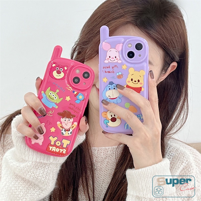 IPHONE Casing Manyo Beruang Strawberry Lucu Kompatibel Untuk Iphone7 8 Plus XR X 7Plus 11 13 12 14 Pro MAX XS MAX SE 2020 Toy Story Kepribadian Kreatif Bentuk Ponsel Retro Glossy Soft Tpu Case