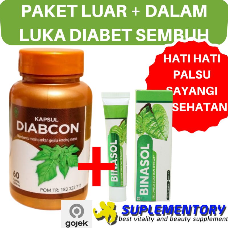 PAKET TUNTAS Luka Diabetes BINASOL + Diabcon DIABET Basah Kering Borok Eksim