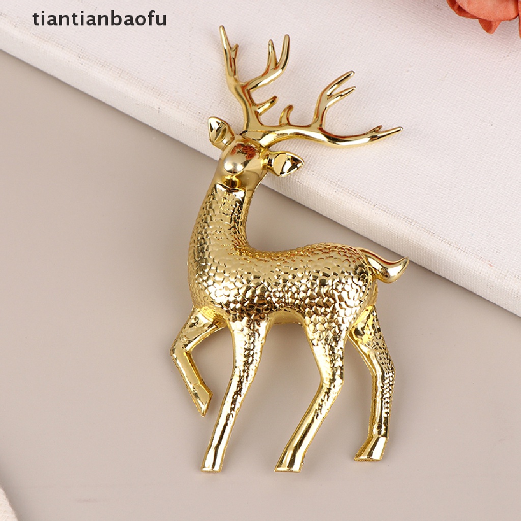 [tiantianbaofu] 1pc Natal Elk Plastik Golden Cake Topper Dessert Dekorasi Anak Hadiah Butik