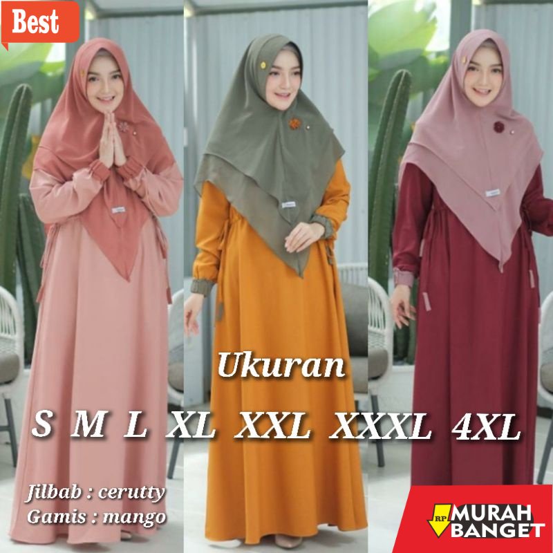 GAMIS SIZE BESAR TERBARU- ZAILA SYARI PLUS KHIMAR CERUTTY GAMIS UKURAN S M L XL XXL XXXL 4XL GAMIS S