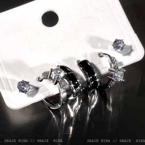 Zirkon Anting Hati Untuk Wanita Perak Mengkilap Anting Hoop Perhiasan Aksesoris Fashion