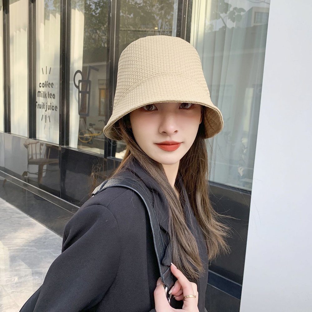 Topi Nelayan Perempuan Musim Panas Sederhana Outdoor Perlindungan UV Tabir Surya Bucket Hat