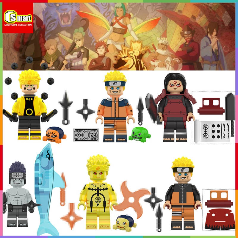 Naruto Minifigure Uzumaki Naruto Berbagai Mode Negara Tangan Seribu Kolom Kamar Kesemek Kering Hantu Hiu Rakitan Mainan Blok Bangunan