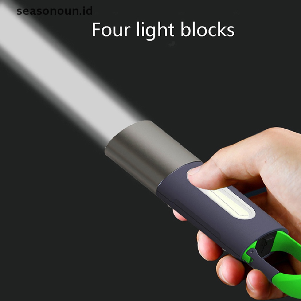 Seasonoun Senter Lampu Kuat Mini Portabel USB Rechargeable KeyChain Work Light.