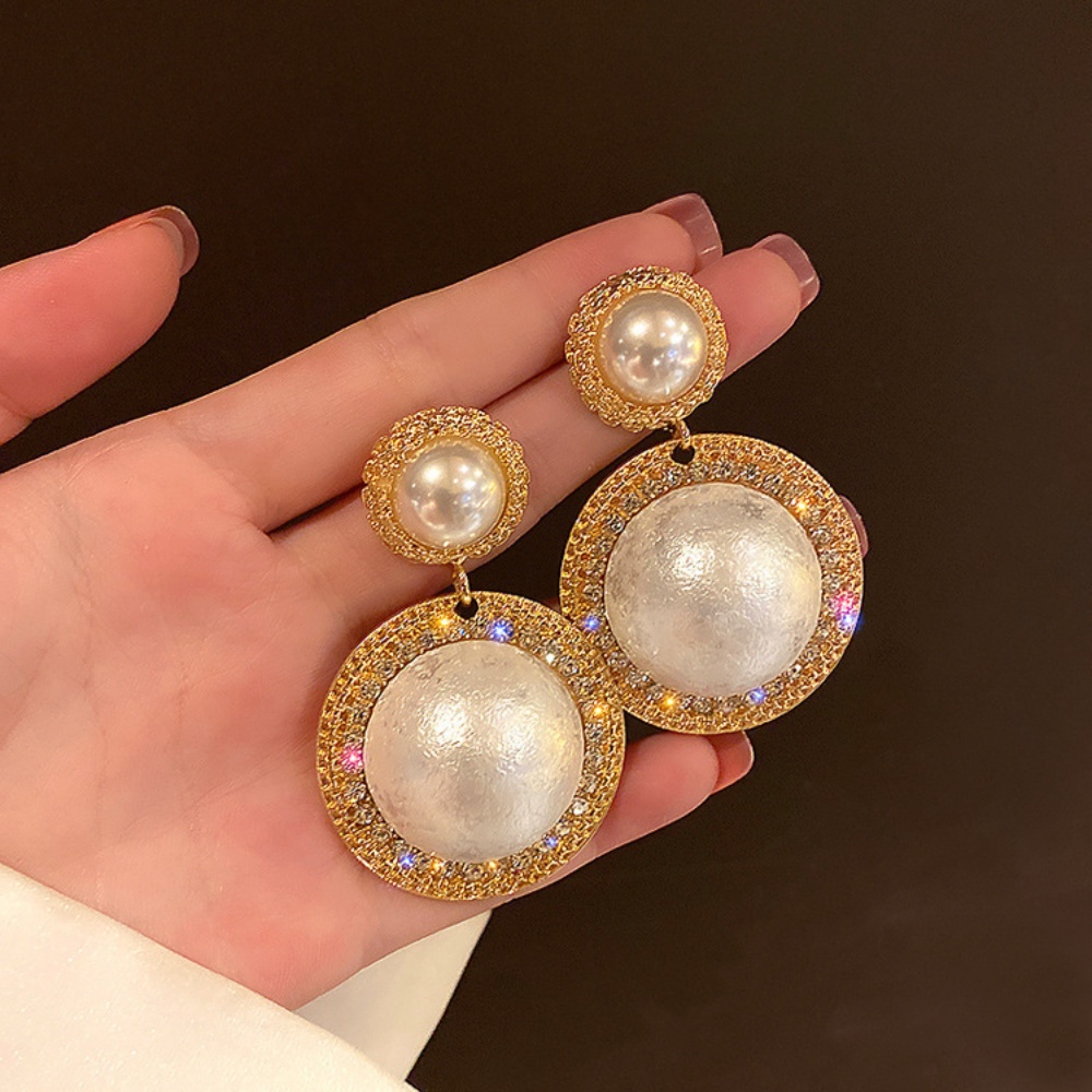 Anting Dangel Kristal Zirconia Elegan Untuk Wanita Simulasi Mutiara Drop Earrings Fashion Pengantin Pernikahan Earrings Pearl