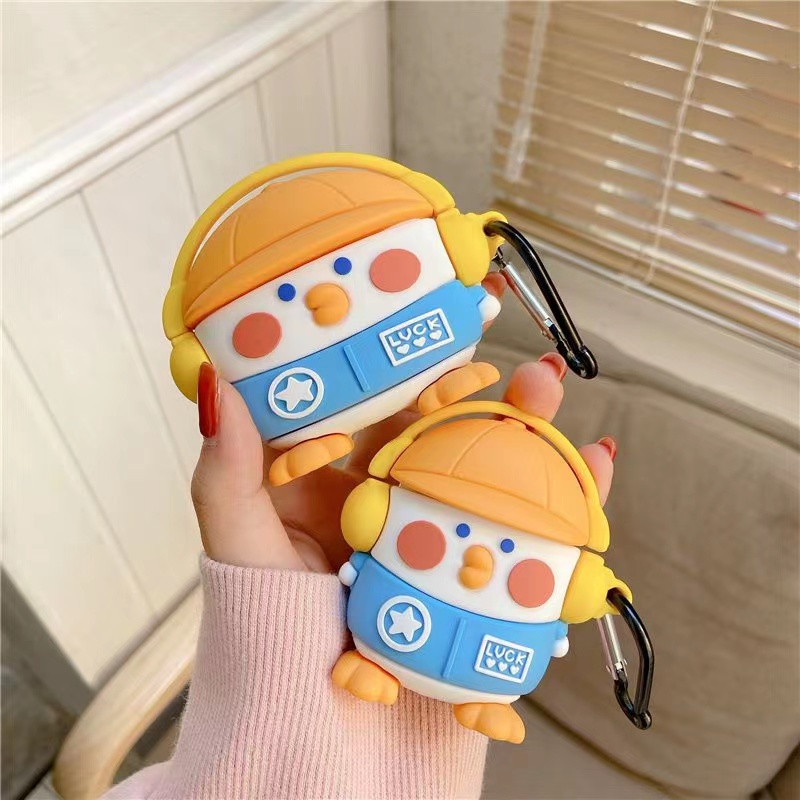 INPODS 3d Kartun Lucu Headphone Musik Ayam Dengan Topi Baseball Bluetooth Earphone Lembut Silikon Pelindung Case Cover Untuk Airpods1 2 I12 i13 Inpods12 13 TWS