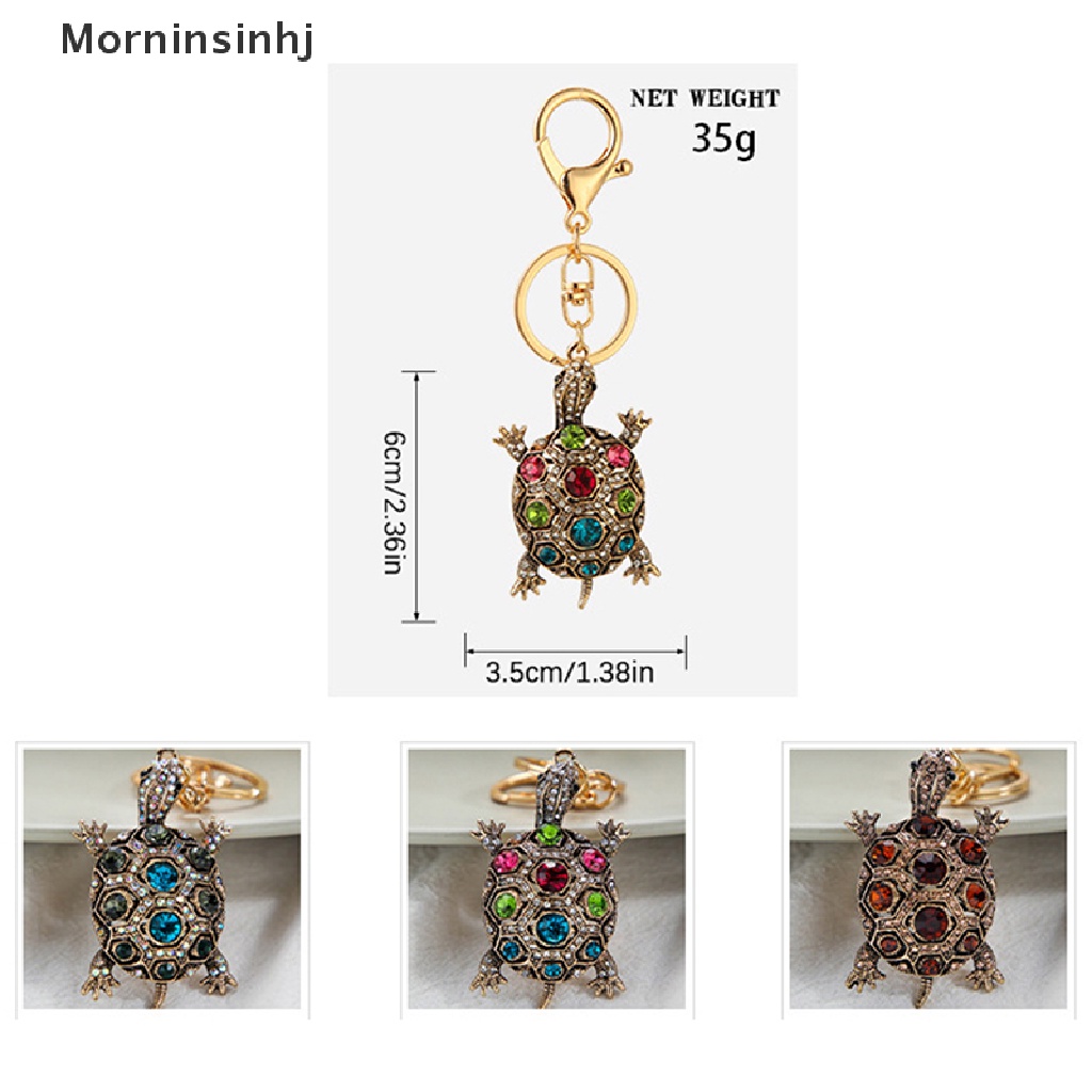 Mornin Fashion Kristal Gantungan Kunci Rings Besar Berlian Imitasi Turtle Alloy Keyring Holder Metal Pendant Keychain Bag Car Keyring Buckle Accessory id