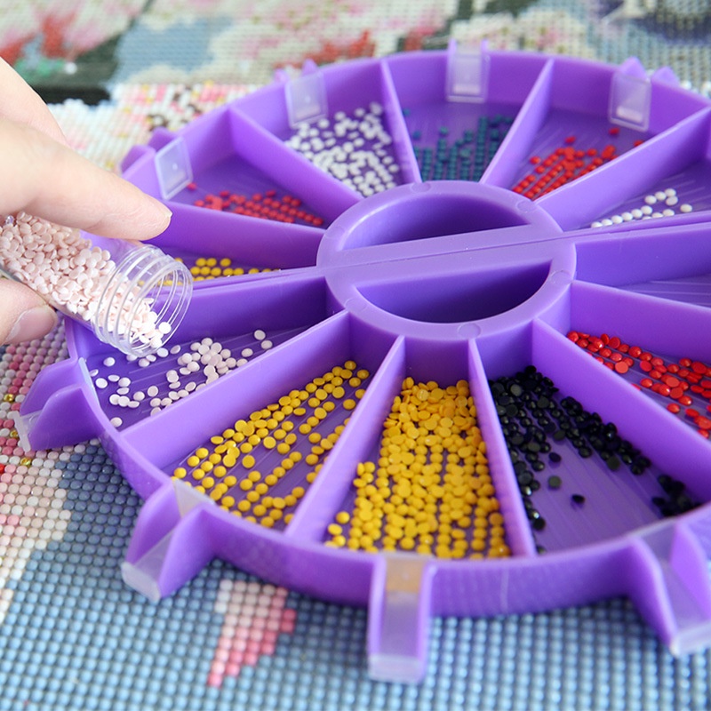 Diy Dot Diamond Storage Tray Set Alat Palet Kapasitas Besar Nampan Berlian 6kompartemen Papan Manik-Manik Nail Art