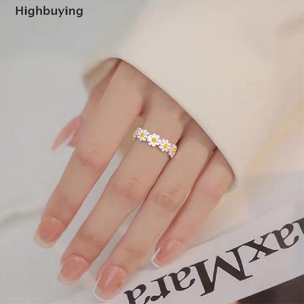 Hbid Vintage Daisy Flower Rings Untuk Wanita Lucu Bunga Cincin Adjustable Terbuka Jari Cincin Pernikahan Pertunangan Cincin Tren Perhiasan Perempuan Glory