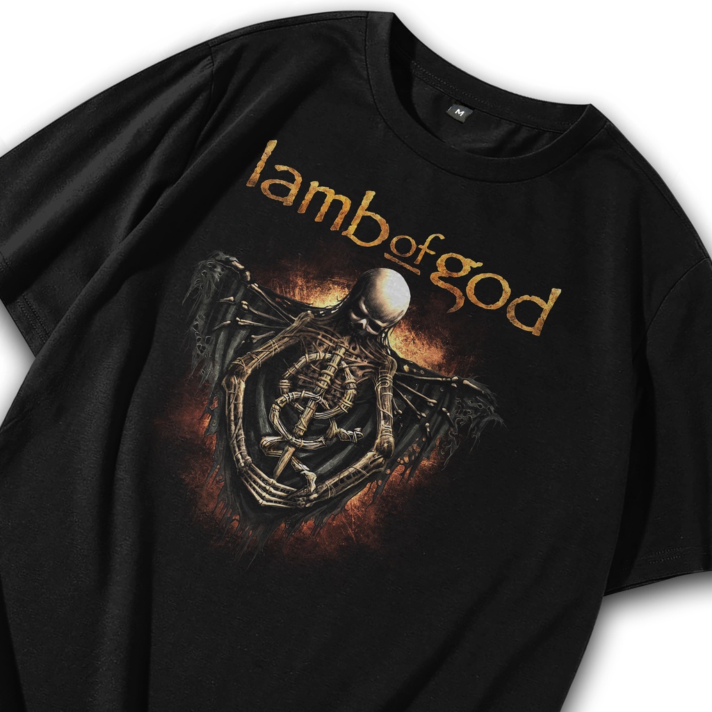 Kaos Vintage Pria / Tshirt Band / Kaos Band Lamb Of God Skull Wing / T shirt Band / Baju Band / Musi
