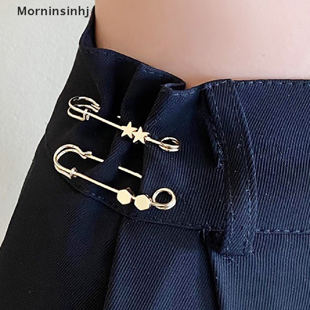 Mornin Pin Pinggang Rok Penyesuaian Adjustable Bros Emas Hati Bintang Tetap Pakaian Pinggang Celana Pinggang Berubah Artefak Kecil id