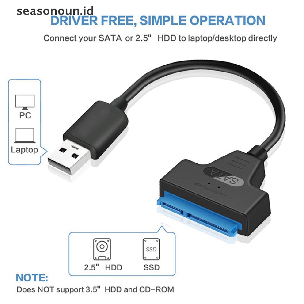 Seasonoun7 +15 22pin SATA 3kabel 2.5 HDD/SSD USB Adapter Converter Hard Disk Eksternal Transmit Kecepatan Tinggi.