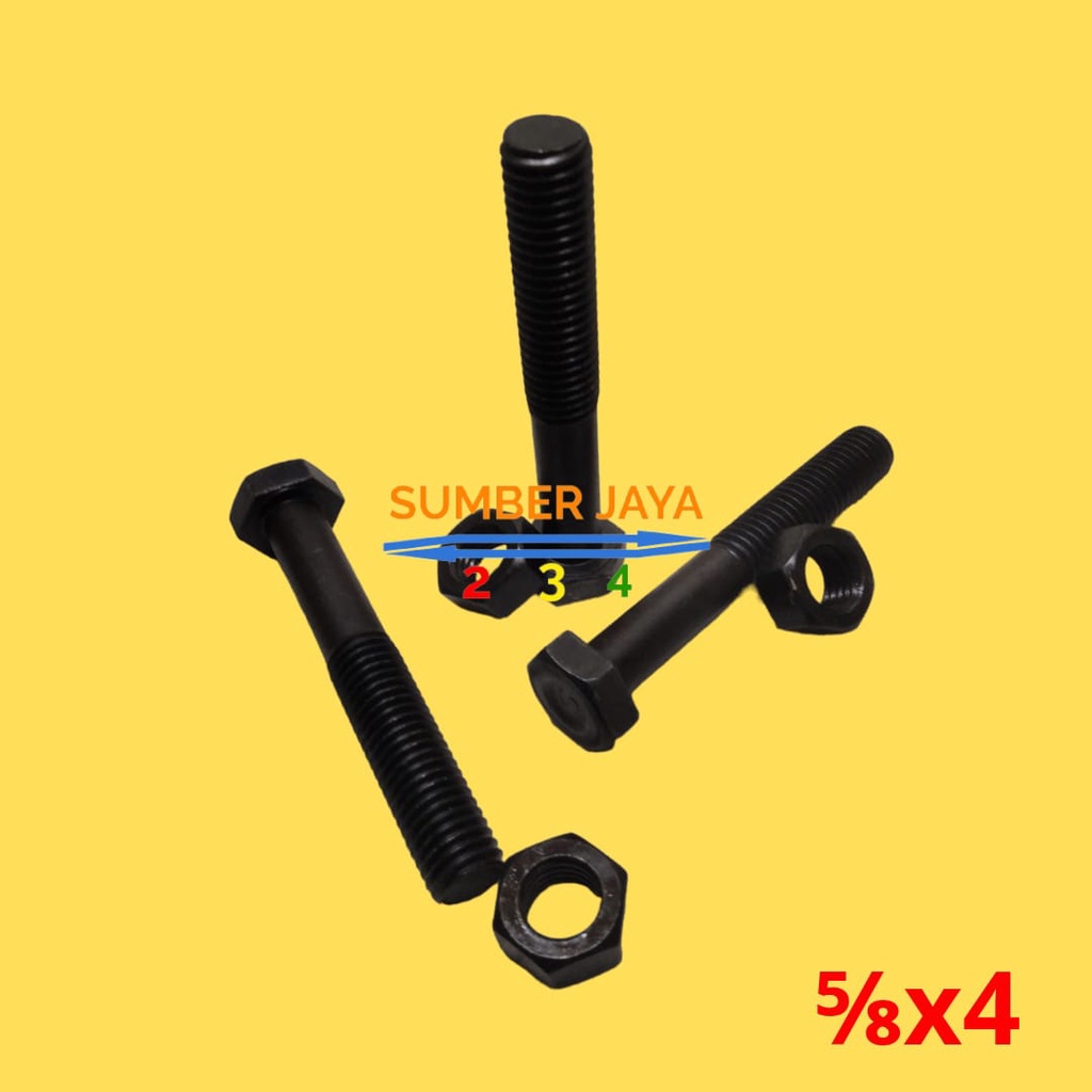 BAUT MUR UNC 5/8 X 4 HITAM PER 1 PCS