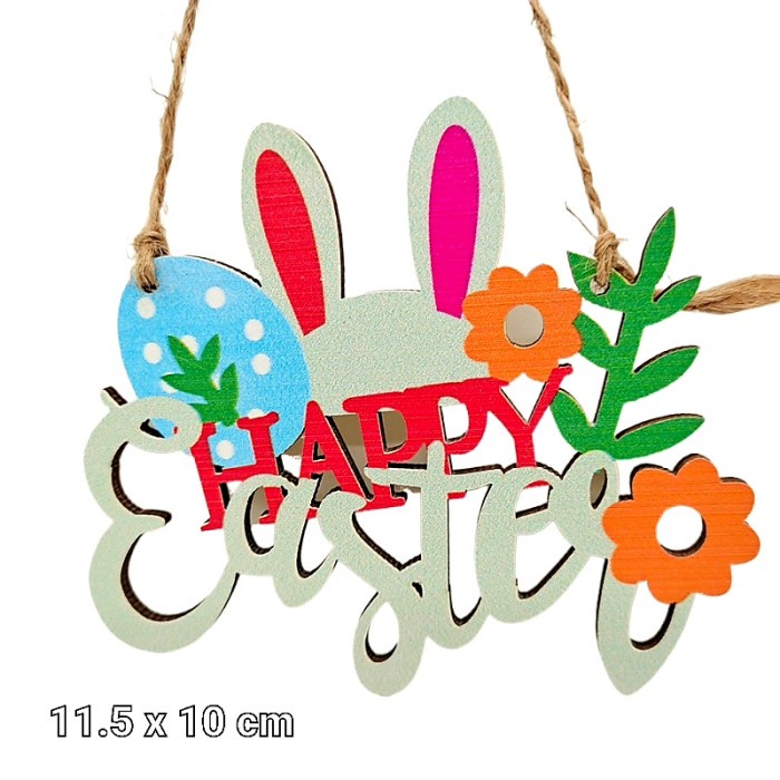 Gantungan Happy Easter Hiasan Even Paskah Dekor Kado Kelinci Rabbit Kado Souvenir Pajangan Kayu Harga Grosir Termurah