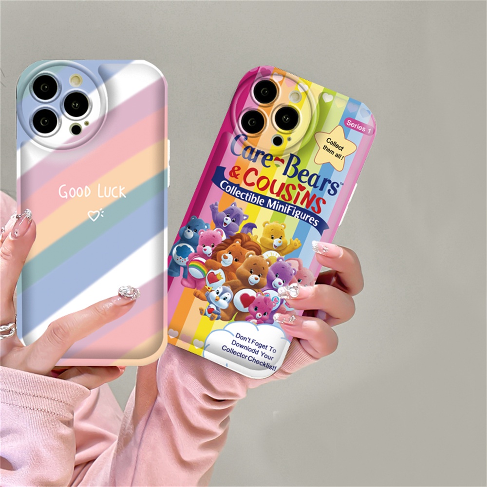 Oppo A57 A16 A16K A17 A5S A12 A3S A12E A92 A52 F1S A53 A33 A31 A9 A5 A15 A15S A54 F9 C1 Rainbows and Care bears Bantalan Udara TPU Phone Case Cover DGX