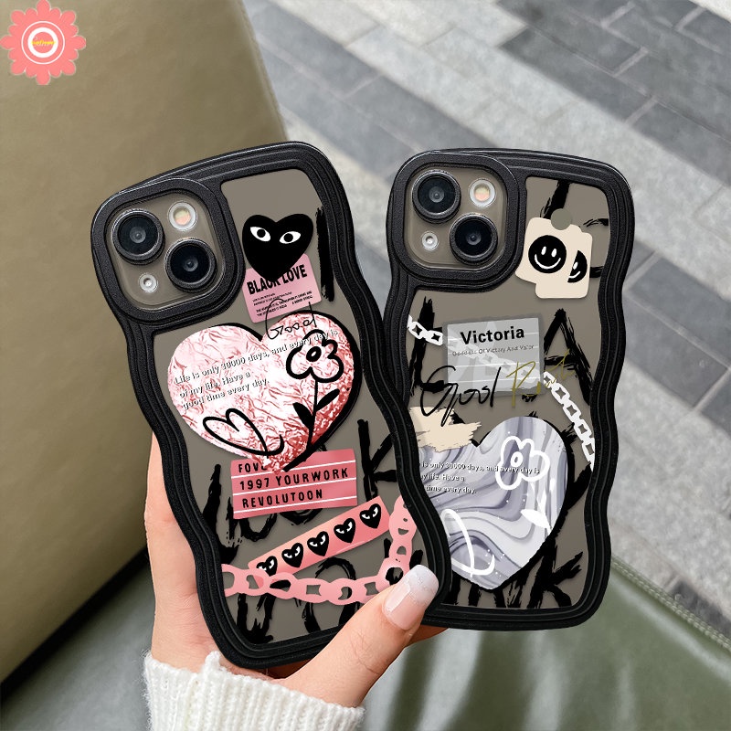 Infinix Smart5 4 6 Plus Hot 11s 10s NFC Note8 12 G96 10Pro 12Pro 12 2023 Hot 10 Lite 10 11 10T 9 8 Main 12 Pro 11s 12i 20 20s Wavy Edge Graffiti Love Heart Comme des Garcons Case/Tempat Bekal Makanan/Wadah Bekal Makanan/Wadah Bekal Makanan